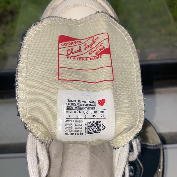 CDG PLAY X CONVERSE CHUCK TAYLOR HI-BLACK - Picture 7 of 7